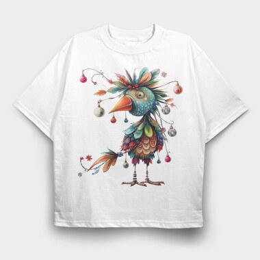 Christmas Bird Bells, Tricou Oversize Barbati (Unisex)