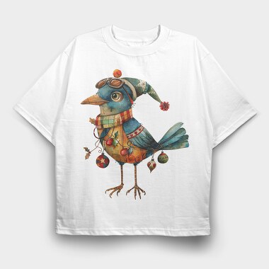 Christmas Bird Sunglasses, Tricou Oversize Barbati (Unisex)