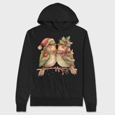 Christmas Birds Wreath, Hanorac Oversize Barbati (Unisex)