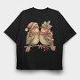 Christmas Birds Wreath, Tricou Oversize Barbati (Unisex)