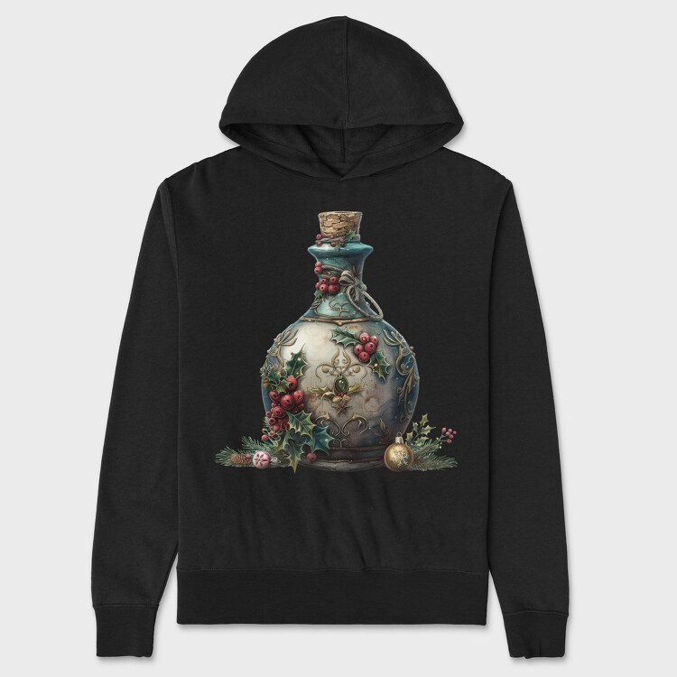 Christmas Bottle Holly, Hanorac Oversize Barbati (Unisex)
