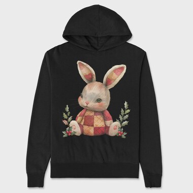 Christmas Bunny Patchwork, Hanorac Oversize Barbati (Unisex)