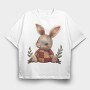 Christmas Bunny Patchwork, Tricou Oversize Barbati (Unisex)