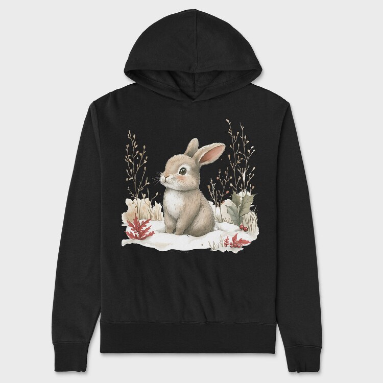 Christmas Bunny Snow, Hanorac Oversize Barbati (Unisex)