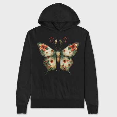 Christmas Butterfly Holly, Hanorac Oversize Barbati (Unisex)