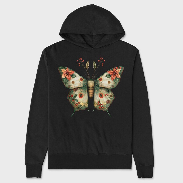 Christmas Butterfly Holly, Hanorac Oversize Barbati (Unisex)