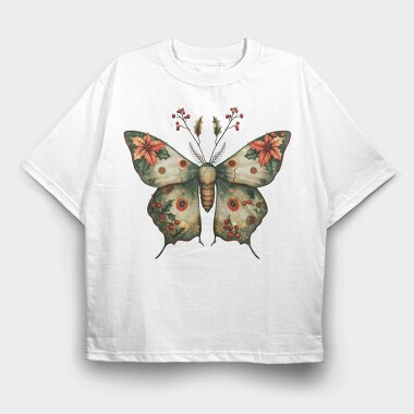 Christmas Butterfly Holly, Tricou Oversize Barbati (Unisex)