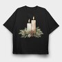 Christmas Candles Arrangement, Tricou Oversize Barbati (Unisex)