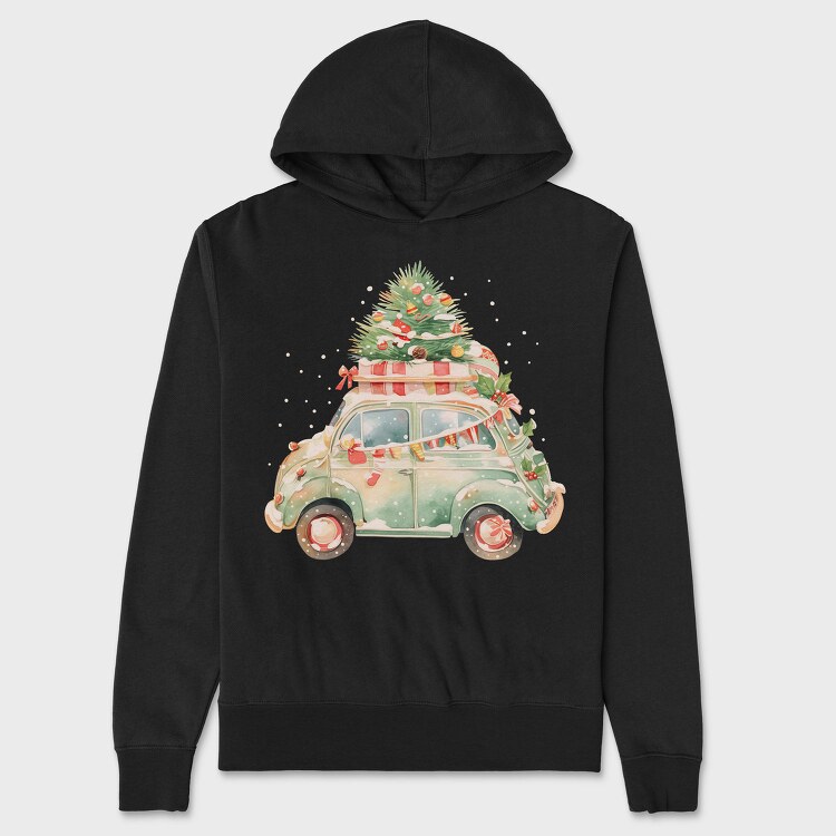 Christmas Car Tree, Hanorac Oversize Barbati (Unisex)