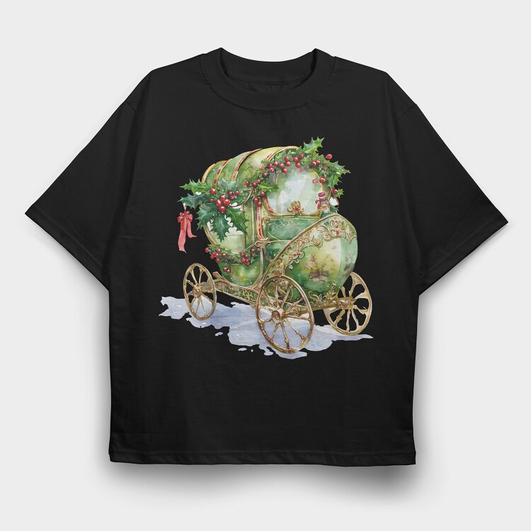 Christmas Carriage Holly, Tricou Oversize Barbati (Unisex)