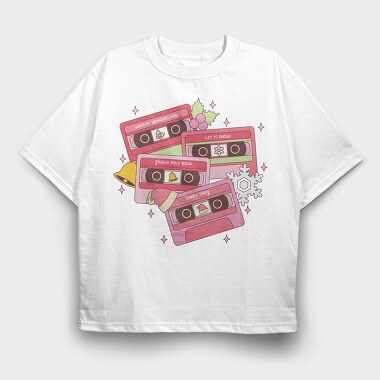 Christmas Cassettes Snow, Tricou Oversize Barbati (Unisex)