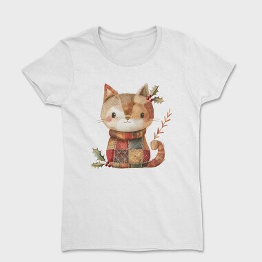 Christmas Cat Patchwork, Tricou Femei