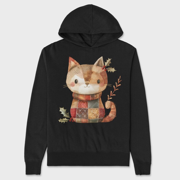 Christmas Cat Patchwork, Hanorac Oversize Barbati (Unisex)