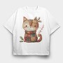 Christmas Cat Patchwork, Tricou Oversize Barbati (Unisex)