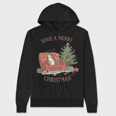 Christmas Cat Twists, Hanorac Oversize Barbati (Unisex)