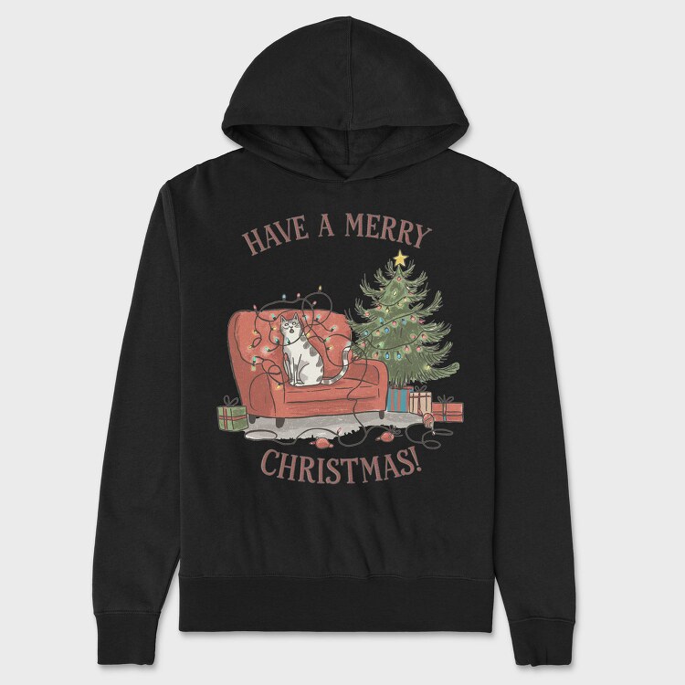 Christmas Cat Twists, Hanorac Oversize Barbati (Unisex)