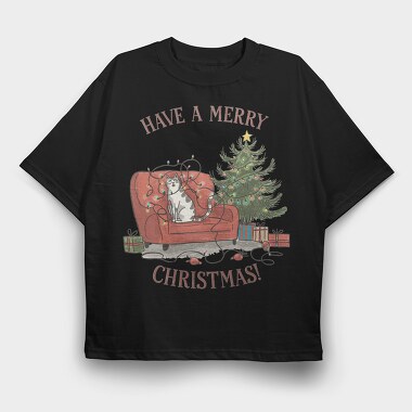 Christmas Cat Twists, Tricou Oversize Barbati (Unisex)