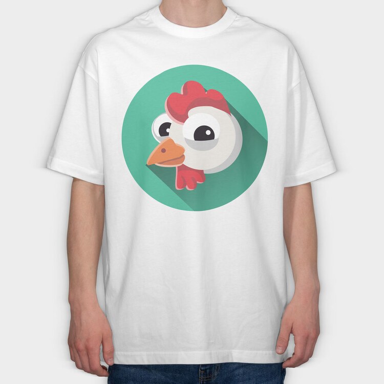 Chicken Icon Art, Tricou Oversize Barbati (Unisex)