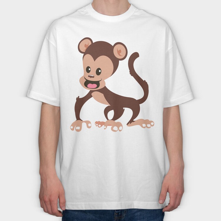 Chibi Monkey Fun, Tricou Oversize Barbati (Unisex)