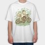 Bicycle Frogs Vintage Riding A Bike, Tricou Oversize Barbati (Unisex)