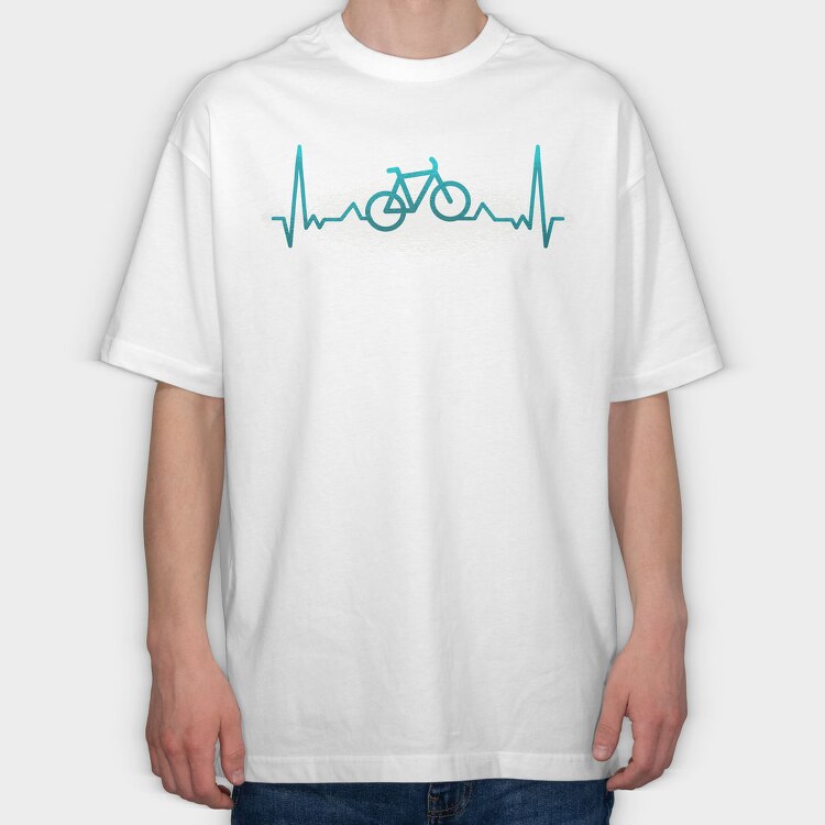 Bike Heartbeats, Tricou Oversize Barbati (Unisex)
