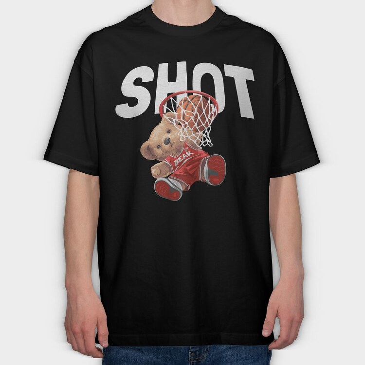 Teddy Bear Slam Dunk, Tricou Oversize Barbati (Unisex)