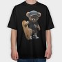 Skateboarding Teddy 1, Tricou Oversize Barbati (Unisex)