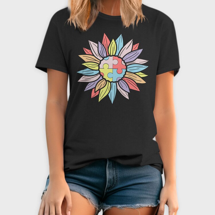 Puzzle Flower Unity, Tricou Barbati (Unisex)