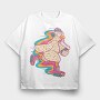 Chicken Roller Skating Rollers, Tricou Oversize Barbati (Unisex)