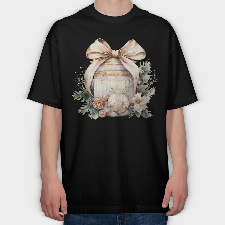 Christmas Bow Jar, Tricou Oversize Barbati (Unisex)