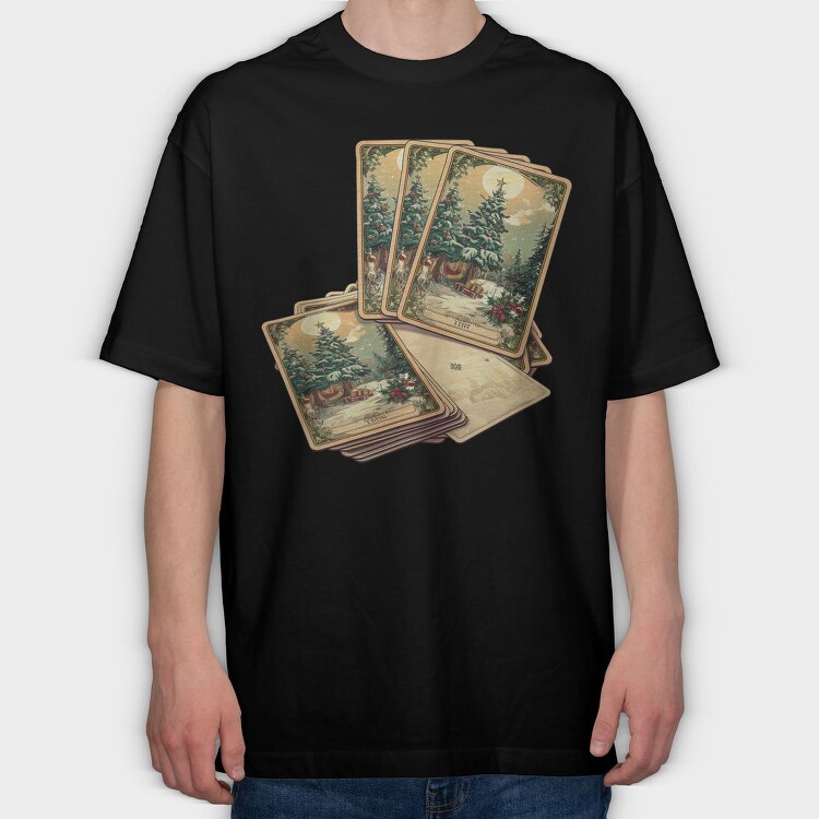 Christmas Cards Snowy, Tricou Oversize Barbati (Unisex)
