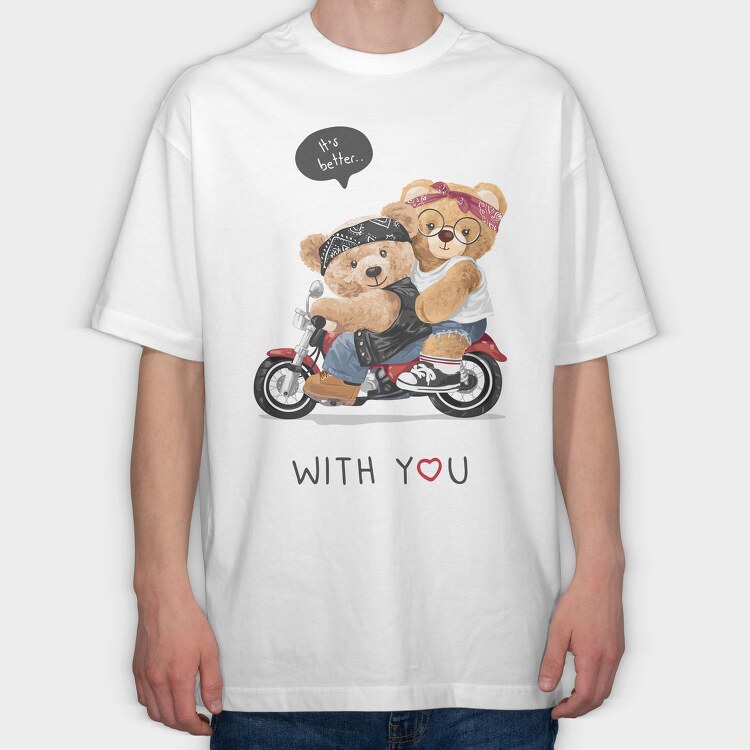 Biker Bears Better, Tricou Oversize Barbati (Unisex)