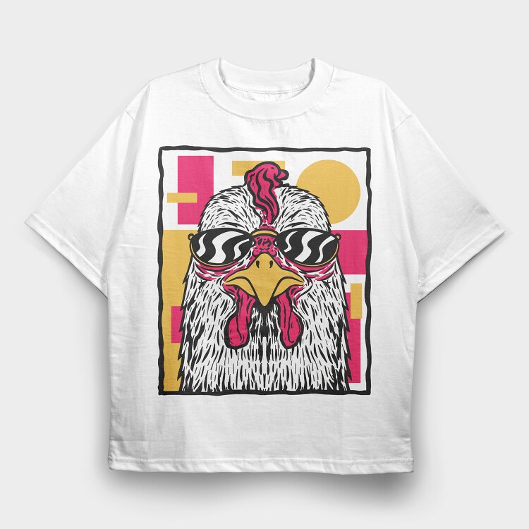 Chicken With Sunglasses Hen Glasses, Tricou Oversize Barbati (Unisex)