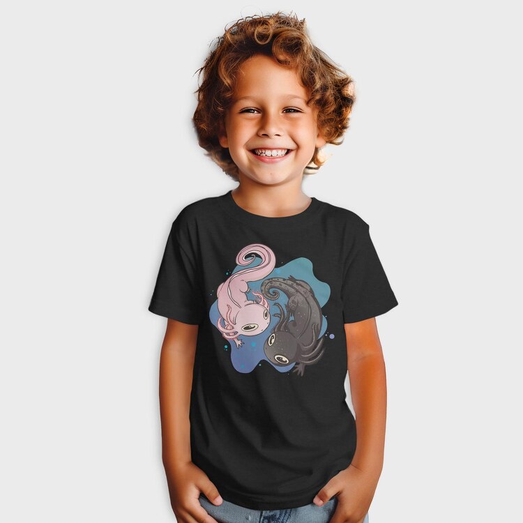 Axolotl Black And Pink, Tricou Copii