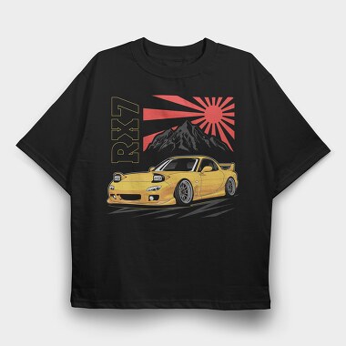 Yellow Nissan Rx7 Fast Metallic, Tricou Oversize Barbati (Unisex)