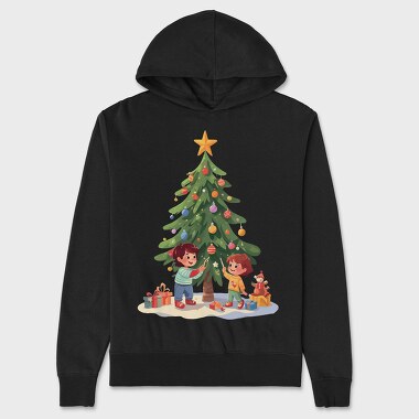 Children Decorating Tree Kids Christmas, Hanorac Oversize Barbati (Unisex)