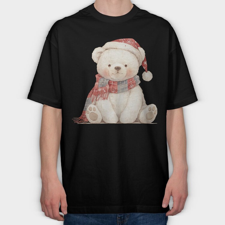 Christmas Bear Santa, Tricou Oversize Barbati (Unisex)