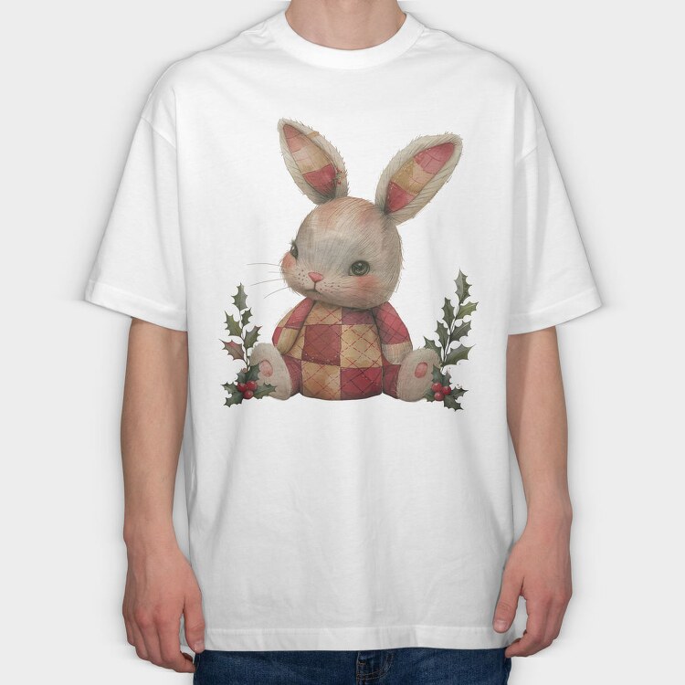 Christmas Bunny Patchwork, Tricou Oversize Barbati (Unisex)