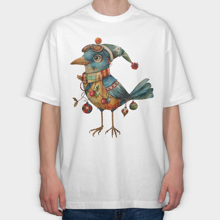 Christmas Bird Sunglasses, Tricou Oversize Barbati (Unisex)