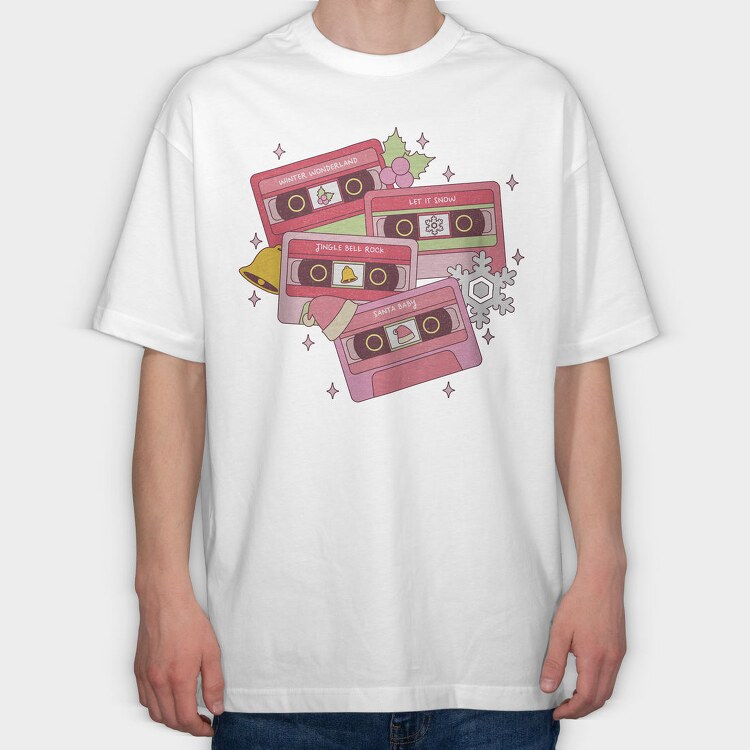 Christmas Cassettes Snow, Tricou Oversize Barbati (Unisex)