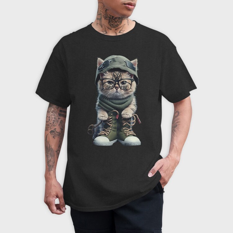 Cat Aviator Chic, Tricou Barbati (Unisex)