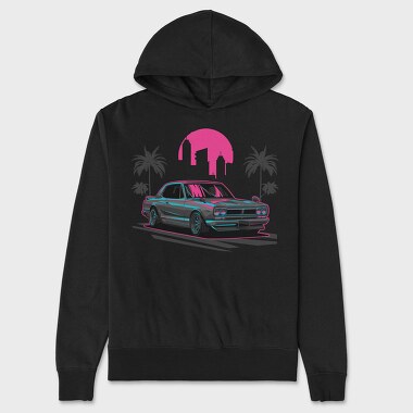 Skyline Retro Night 2, Hanorac Oversize Barbati (Unisex)