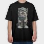 Cat Aviator Chic, Tricou Oversize Barbati (Unisex)