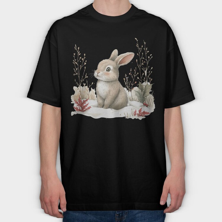 Christmas Bunny Snow, Tricou Oversize Barbati (Unisex)
