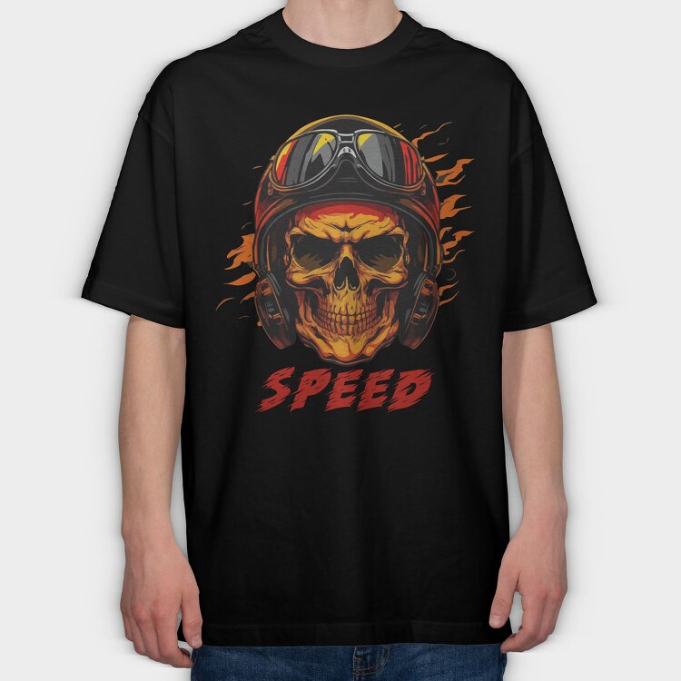 Speed Skull Racer, Tricou Oversize Barbati (Unisex)