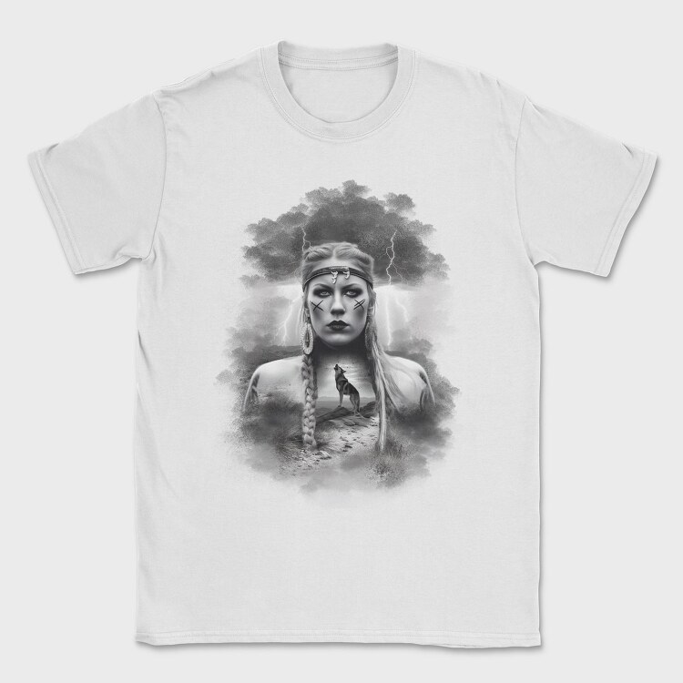 Viking Woman With Wolf, Tricou Barbati (Unisex)