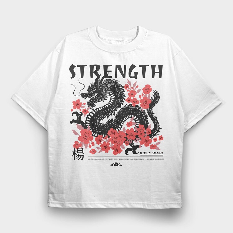 Chinese Dragon Strength Trend Within Balance, Tricou Oversize Barbati (Unisex)