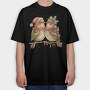 Christmas Birds Wreath, Tricou Oversize Barbati (Unisex)