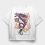 Chinese Dragon With Flames, Tricou Oversize Barbati (Unisex)