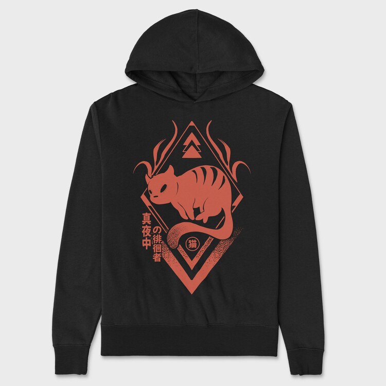 Chinese Zodiac Cat Dark Animals, Hanorac Oversize Barbati (Unisex)